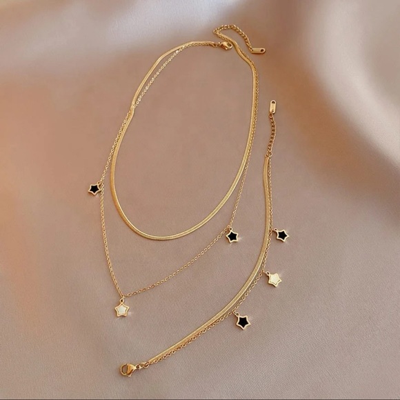 Fashion Star Titanium Steel Enamel Women's Necklaces, Double Layer Neckl… - Picture 4 of 5